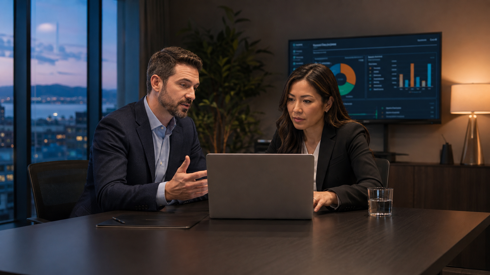Business leader and compliance advisor reviewing audit readiness