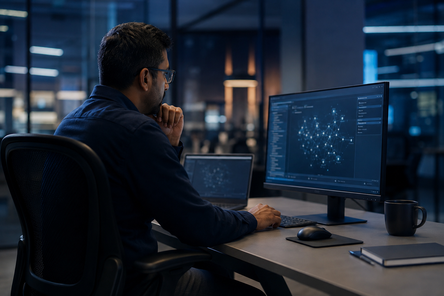 IT professional reviewing technology controls