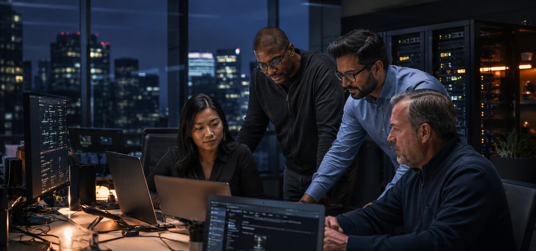 IT professionals collaborating in a co-managed support environment